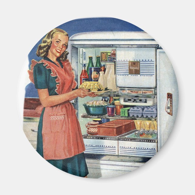 Vintag Retro Frauen 50er Küche Kühlschrank Magnet (Vorne)