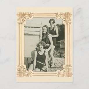 Vintag Retro Frauen Deko Schwimmerinnen Postkarte