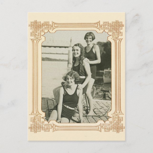 Vintag Retro Frauen Deko Schwimmerinnen Postkarte (Vorderseite)