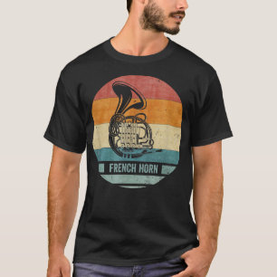 Vintag Retro French Horn Musician Silhouette Suns T-Shirt
