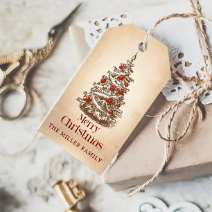 Vintag Retro Frohe Weihnachtsbaum Gefallen Geschenkanhänger