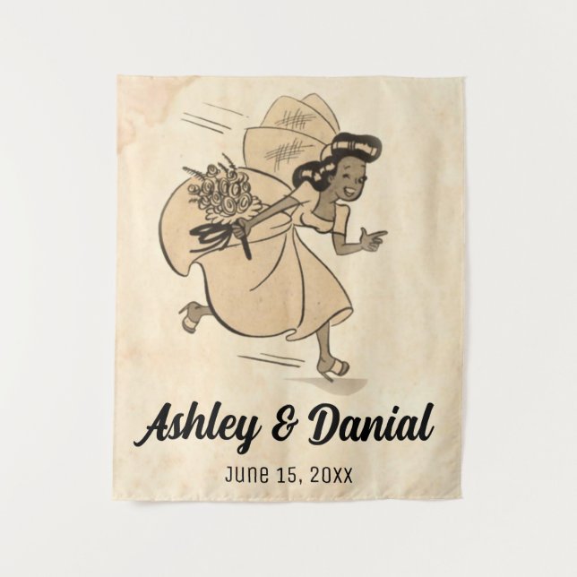 Vintag Retro Funny Bride 50er Style Wedding Wandteppich (Vorderseite)