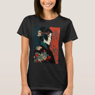 Vintag Retro Geisha Kimono Japanisch Samurai Femal T-Shirt