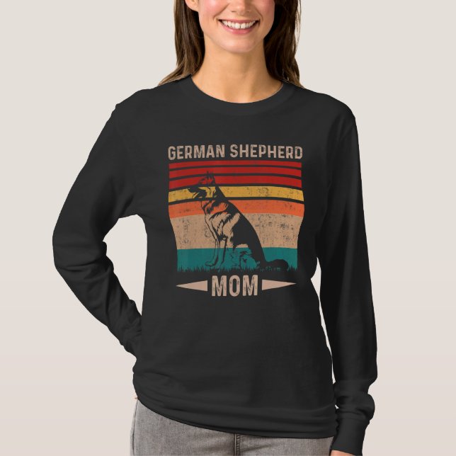 Vintag Retro German Shepherd Mama Muttertag T-Shirt (Vorderseite)