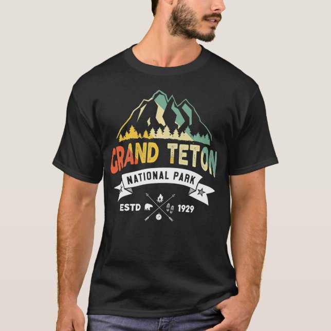 Vintag Retro Grand Teton Nationalpark Souvenir T-Shirt (Vorderseite)