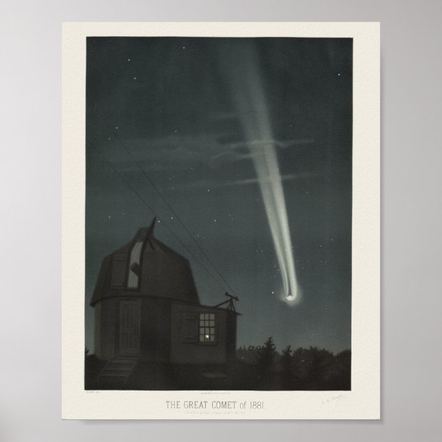 Vintag Retro Great Comet Astronomie Poster (Vorne)