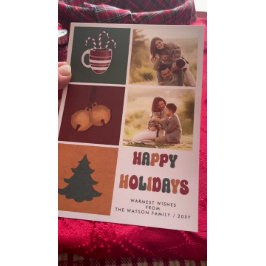 Vintag Retro Groovy 2 Fotos Happy Holidays Feiertagskarte