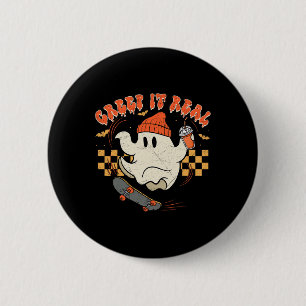 Vintag Retro Halloween Creep It Real Ghost Boy Fan Button