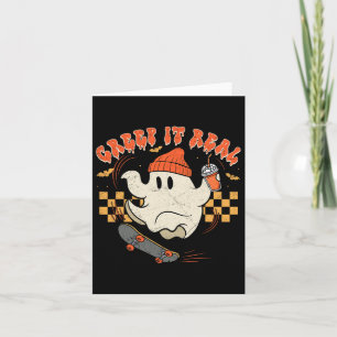 Vintag Retro Halloween Creep It Real Ghost Boy Fan Karte