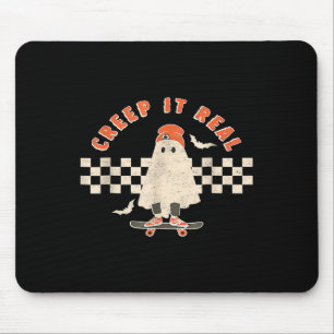 Vintag Retro Halloween Creep It Real Ghost Boy Fan Mousepad