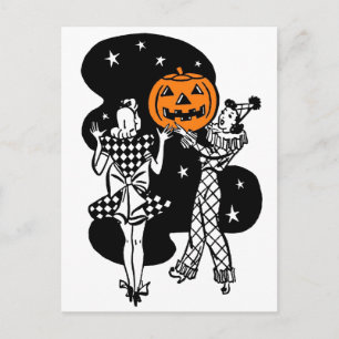 Vintag Retro Halloween Pumpkin Postkarte