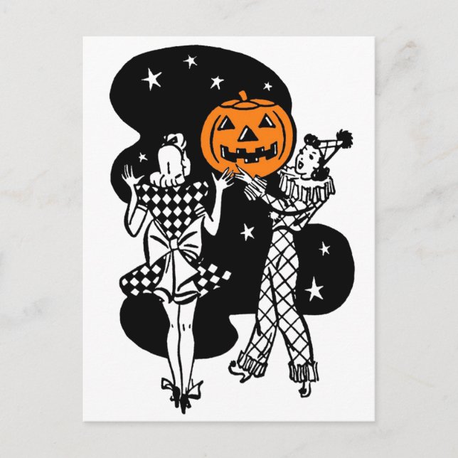 Vintag Retro Halloween Pumpkin Postkarte (Vorderseite)