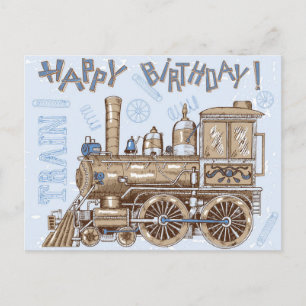 Vintag Retro Happy Birthday Train Feiertagspostkarte