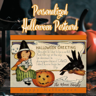 Vintag Retro Happy Halloween Gruß Custom Feiertagspostkarte