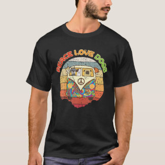 Vintag Retro Hippie Van Peace Liebe Hunde Hippie S T-Shirt
