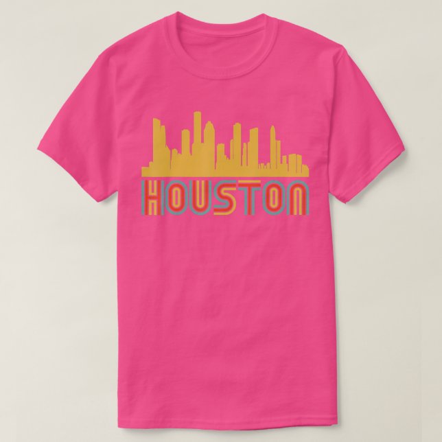 Vintag Retro Houston Texas Skyline T-Shirt (Design vorne)