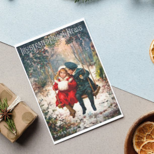 Vintag Retro Illustriert News Feiertagspostkarte