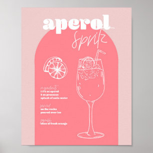 Vintag Retro Inspiriert Aperol Spritz Rezept Pink Poster