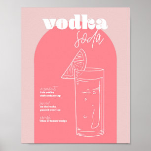 Vintag Retro Inspiriert Vodka Soda Rezept Rosa und Poster