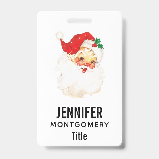 Vintag Retro Jolly Old Santa Claus Weihnachten Ausweis (Vorderseite)