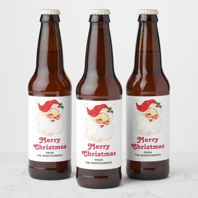 Vintag Retro Jolly Old Santa Claus Weihnachten Bierflaschenetikett (Flaschen)