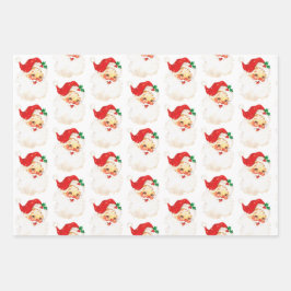 Vintag Retro Jolly Old Santa Claus Weihnachten Geschenkpapier Set