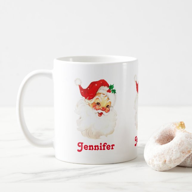 Vintag Retro Jolly Old Santa Claus Weihnachten Kaffeetasse (Mit Donut)