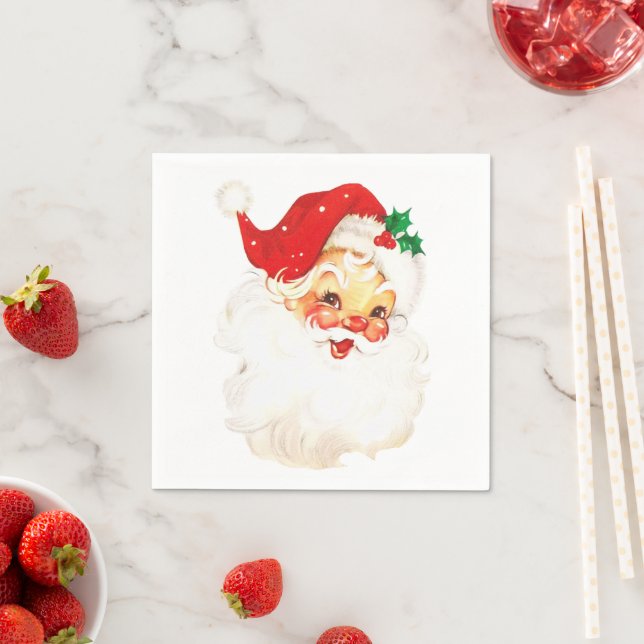 Vintag Retro Jolly Old Santa Claus Weihnachten Serviette (Beispiel)