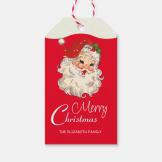 Vintag Retro Jolly Santa Claus Weihnachten Geschenkanhänger