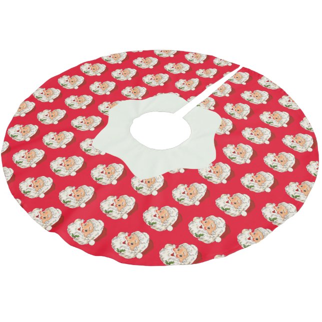 Vintag Retro Jolly Santa Claus Weihnachten Polyester Weihnachtsbaumdecke (Schrägansicht)