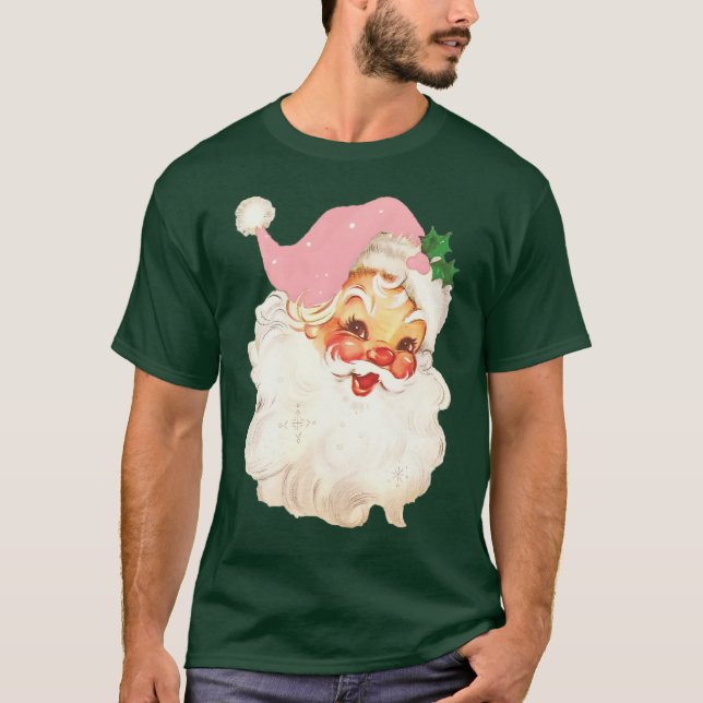 Vintag Retro Jolly Santa Claus Weihnachten T-Shirt (Vorderseite)