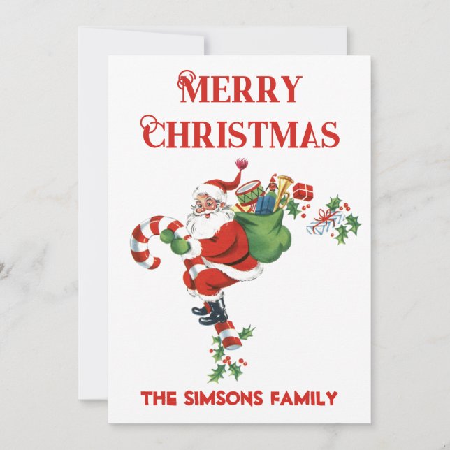 Vintag Retro Jolly Santa Merry Weihnachten (Vorderseite)