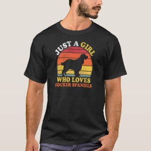 Vintag Retro Just a Girl, die Cocker Spaniel Liebe T-Shirt