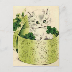 Vintag Retro Kitten Saint Patrick's Day Postkarte
