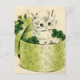Vintag Retro Kitten Saint Patrick's Day Postkarte