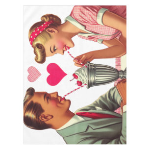 Vintag/Retro Malzgeschäft der 50er Jahre Valentine Tischdecke
