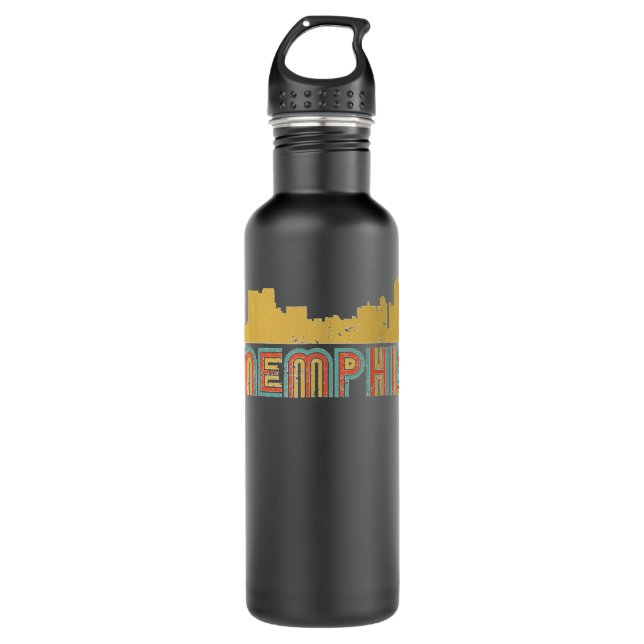 Vintag Retro Memphis Tennessee Skyline Edelstahlflasche (Vorderseite)