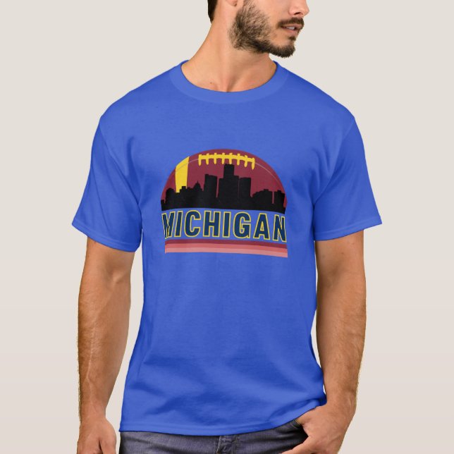 Vintag Retro Michigan Skyline T-Shirt (Vorderseite)