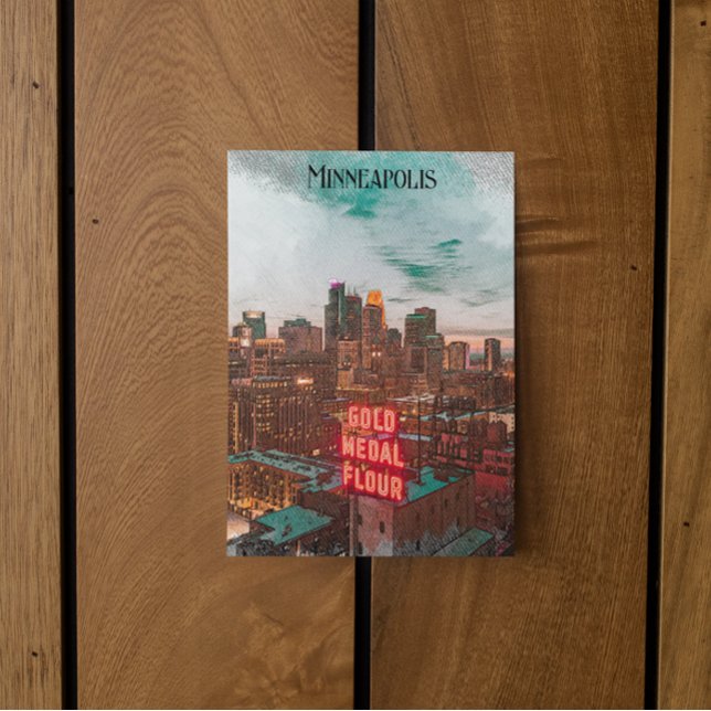 Vintag Retro Minneapolis Minnesota Reisen Skyline Postkarte (minneapolis travel postcard)