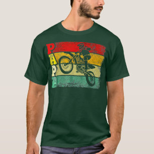 Vintag Retro Motocross Papa Funny Vater Federn T-Shirt