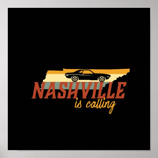 Vintag Retro Nashville Tennessee USA Stadtplan Poster (Vorne)