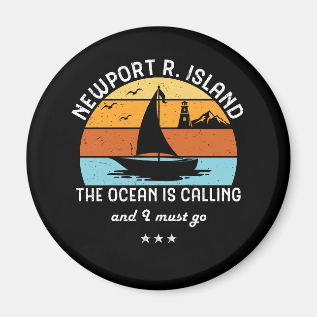 Vintag Retro Newport Rhode Island Segeln Magnet (Vorne)