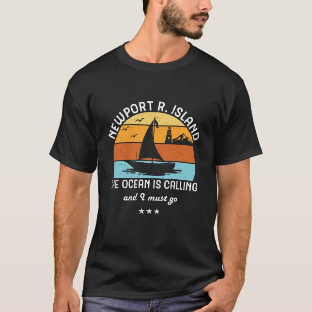Vintag Retro Newport Rhode Island Segeln T-Shirt (Vorderseite)