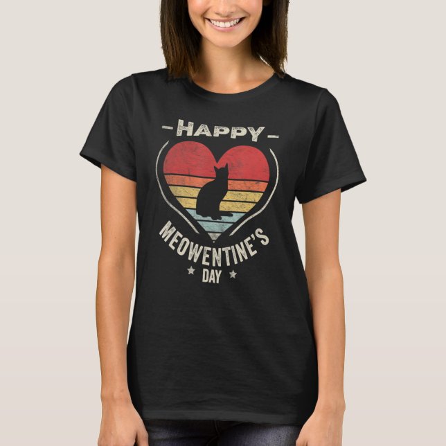 Vintag Retro Niedlich KatzenValentinstag T-Shirt (Vorderseite)