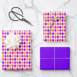 Vintag Retro Niedlich Pink Gingham Kariertes Muste Geschenkpapier Set