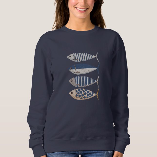 Vintag Retro Not Sardine, Custom Fisherman Sweatshirt (Vorderseite)