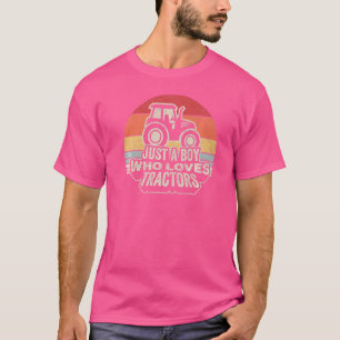 Vintag Retro nur ein Junge, der Lieben Traktoren B T-Shirt