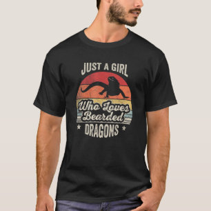 Vintag Retro nur ein Mädchen, das Bartdrache Liebe T-Shirt