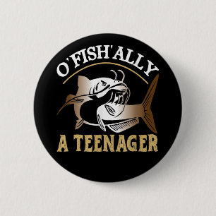 Vintag Retro O'Fishally ein Tee Button