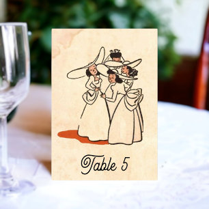 Vintag Retro Old Bridesmaids Comic Rustikale Hochz Tischnummer